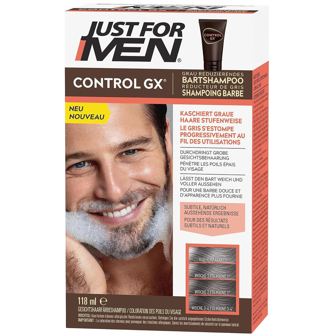 Just For Men Control GX Bartpflege, Bartfarbe, Graureduzierendes Shampoo Für Den Bart, Mit Kokosöl U