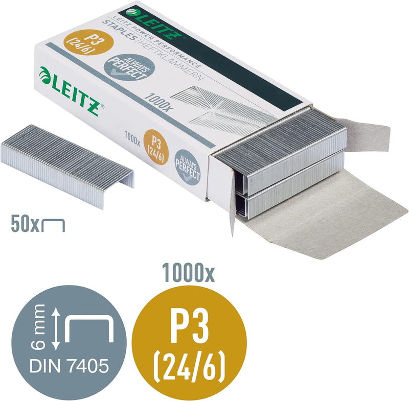 Leitz Langarm-Büroheftgerät aus Metall, Für 40 Blatt, Inkl. Heftklammern, Schwarz, NeXXt-Serie, 5560