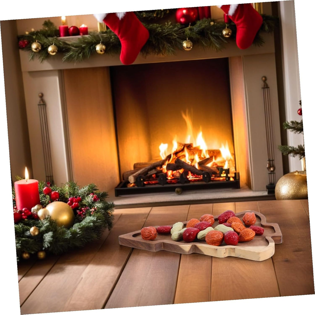 Toyvian Holz Weihnachtsbaum Serviertablett Baumförmiges Kinderfreundliches Dessert Candy Dish Festli
