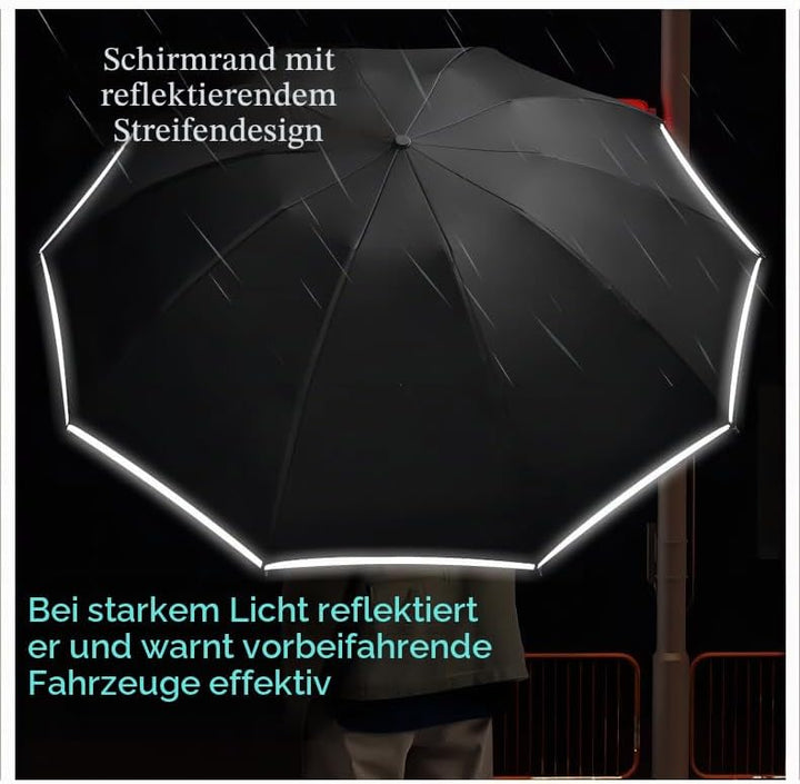 WULUN Automatischer Faltschirm, Reverse Faltschirm, Verstärkte 10-Rippen, Winddichter Regenschirm, M