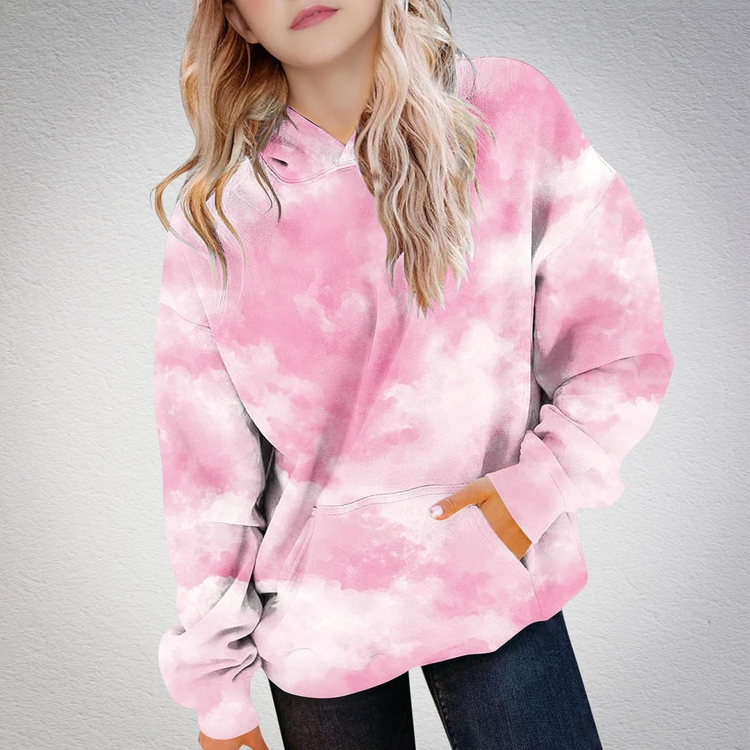 NZYIHAO Mädchen Hoodie Batik Kinder Pullover Freizeit Mode Sweatshirt mit Kapuze Herbst Winter Langa