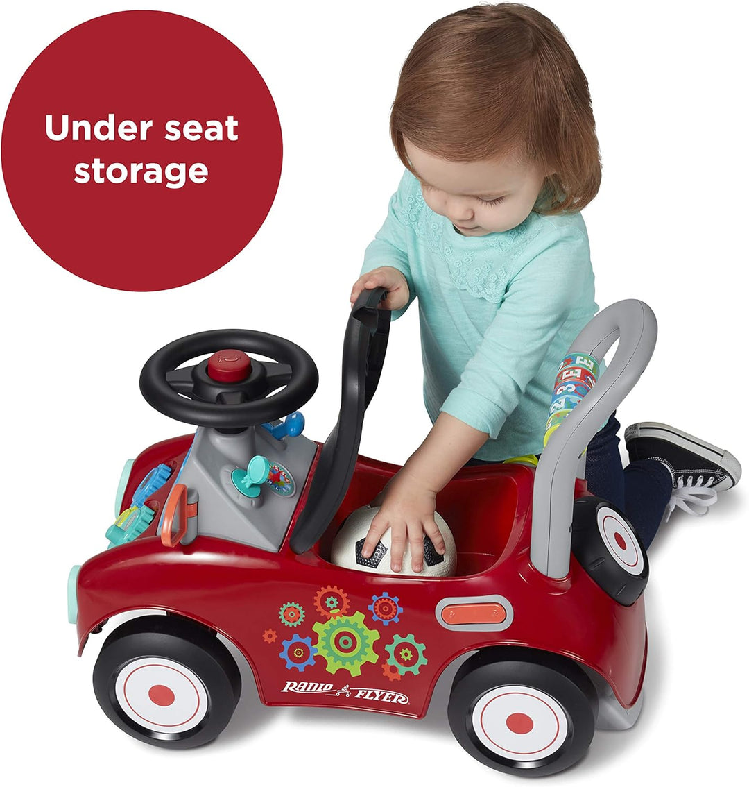 Radio Flyer Busy Buggy, Sit to Stand Toddler Ride On Toy, Ages 1-3, Red Kids Ride On Toy