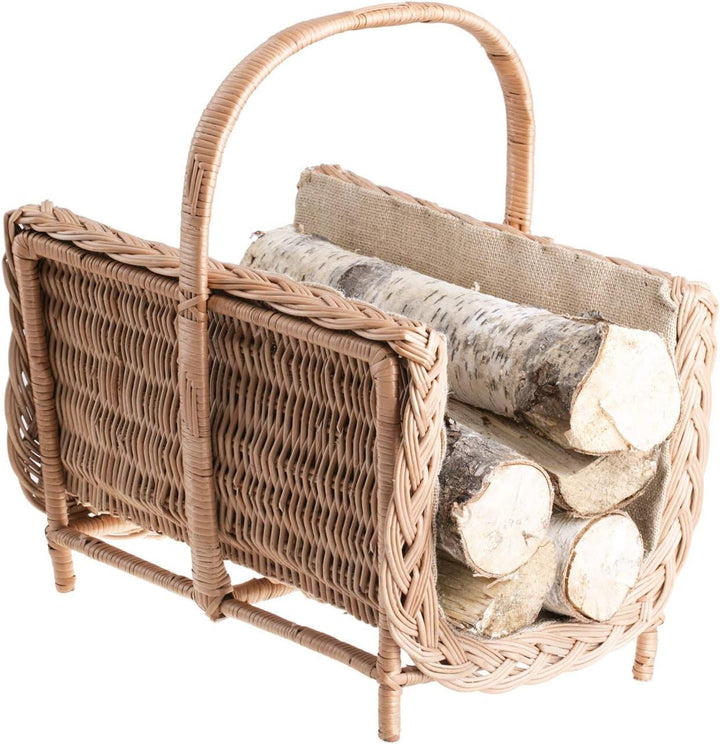 Vollweidener Kaminkorb, naturfarbiger Kaminkorb aus Weide, Weidenkorb für Kaminholz, Kaminkorb Holzk