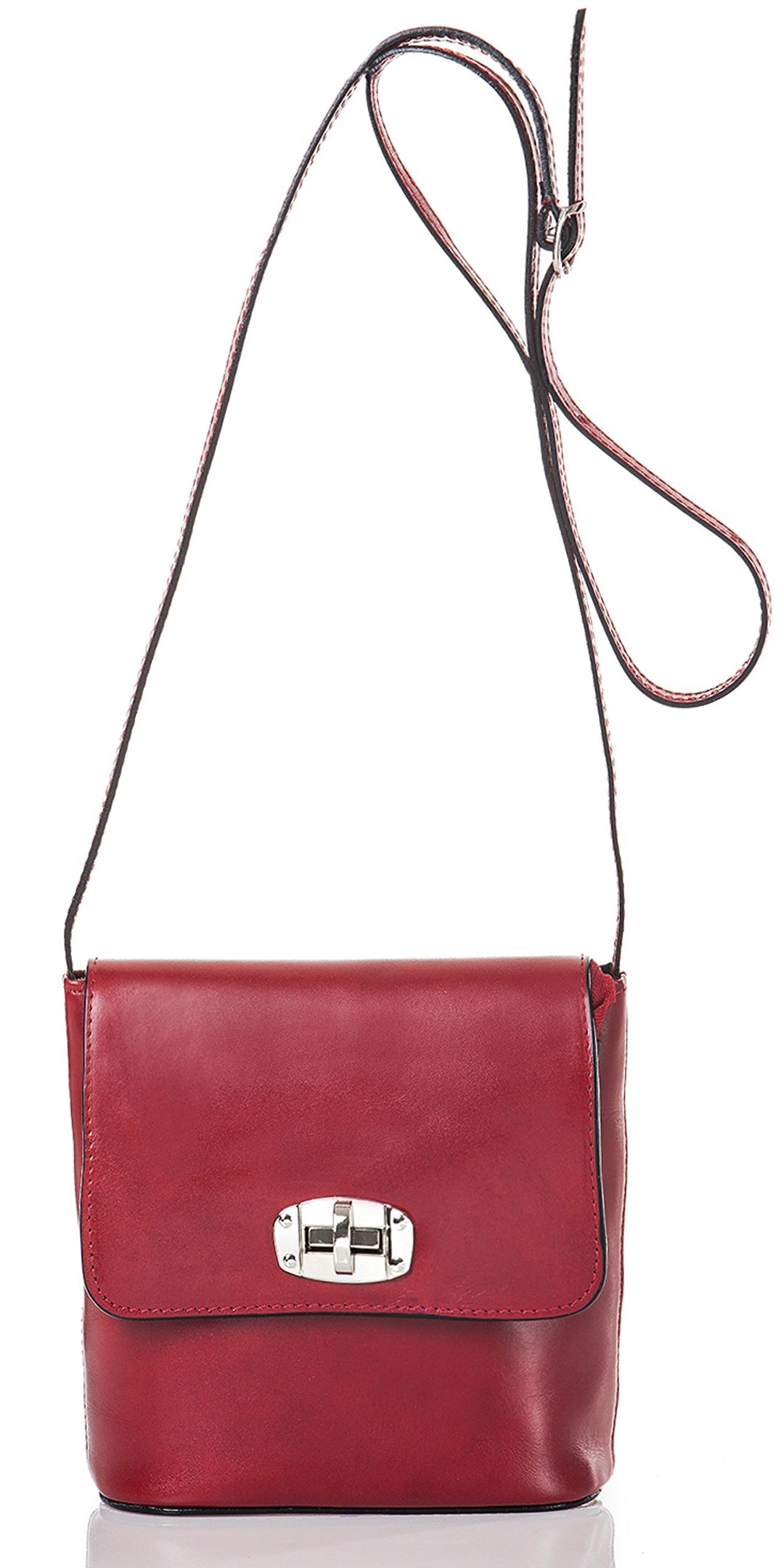 Damenhandtasche Madrid Wein Rot, Schultertasche aus echtem Leder, Made in Italy, Moderne Lederhandta