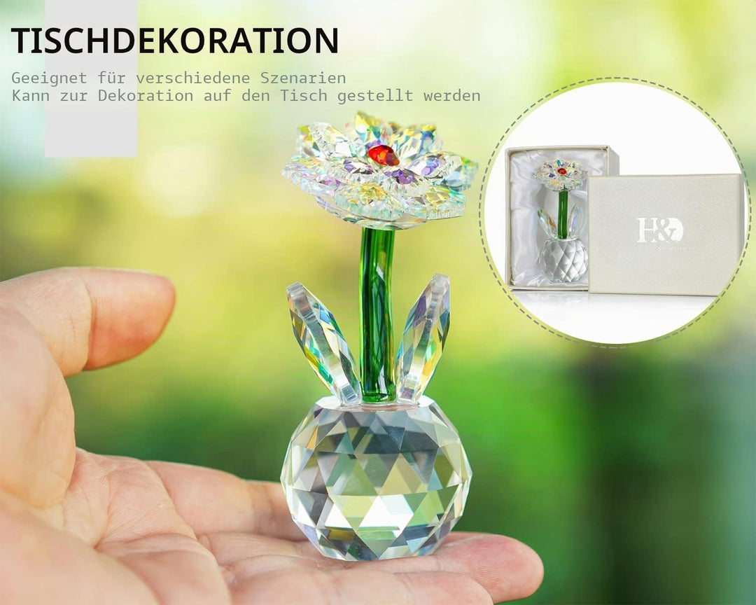 H&amp;D HYALINE &amp; DORA Kristall Sonnenblumen Figur,Ornament Glas Traumblume Sammlerstücke, Tischdekorati