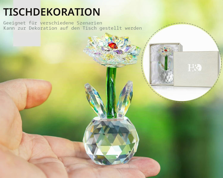 H&amp;D HYALINE &amp; DORA Kristall Sonnenblumen Figur,Ornament Glas Traumblume Sammlerstücke, Tischdekorati
