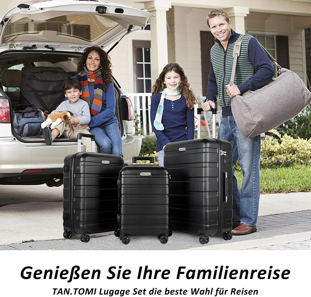 TANTOMI Kofferset 3-teilig, ABS Hartschalenkoffer Set, Reisekoffer Set mit Rollen, Gepäck-Sets (20/2