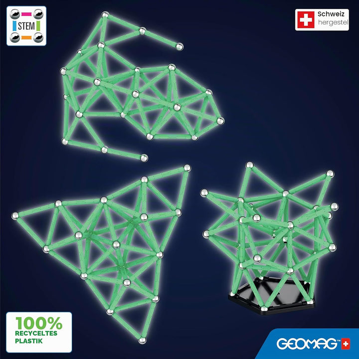 GEOMAG - GLOW - 142 Teile - Magnetisches Konstruktionsspielzeug für Kinder ab 3 Jahren - 100% recyce