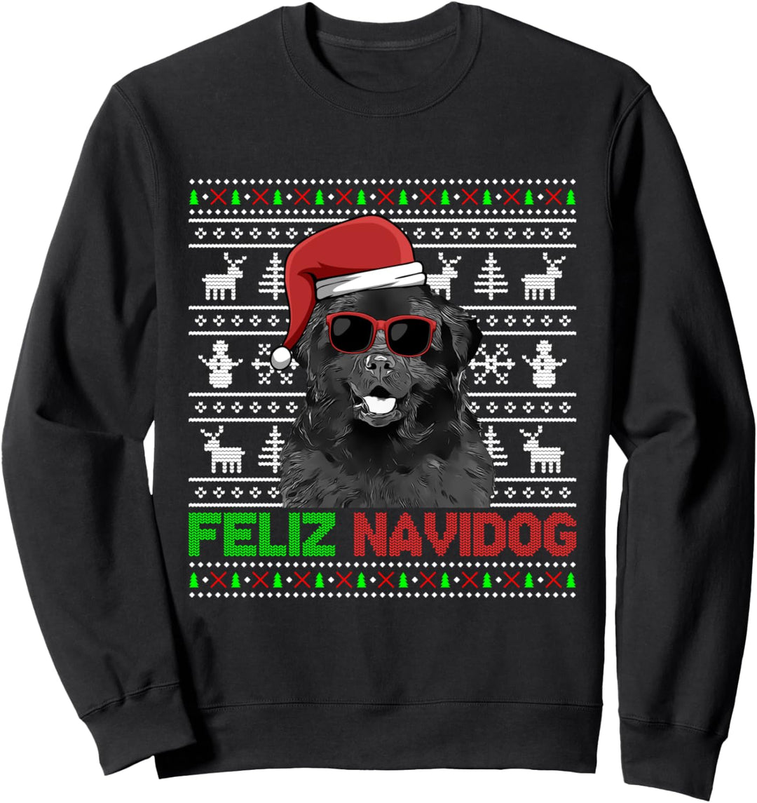 Neufundländer Hund Feliz Navidog Lustig Weihnachten Sweatshirt