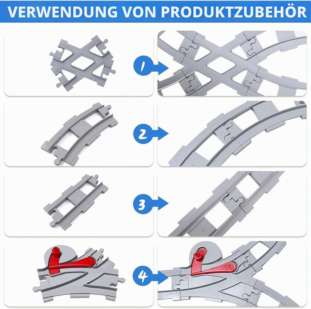 47 Stück Bausteine Zug Schienen Set, Schienen Eisenbahn Schienen Set,Kompatibel mit dem Marktführer,