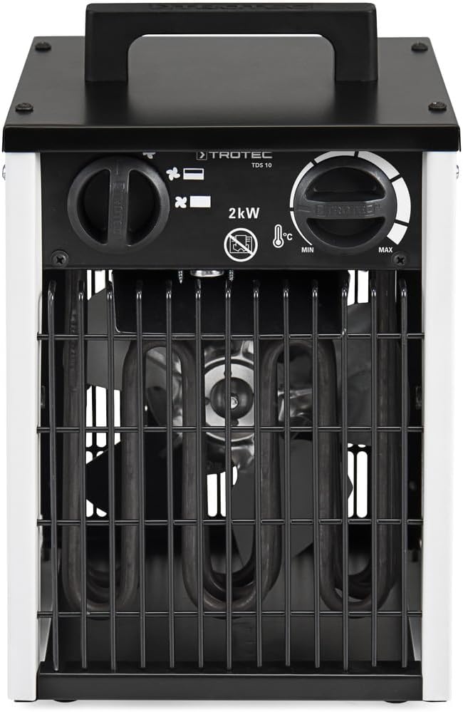 TROTEC Elektro Heizlüfter TDS 10 – Heizleistung 1 kW / 2 kW – Bauheizer Luftmenge 186 m³/h – Heizgeb
