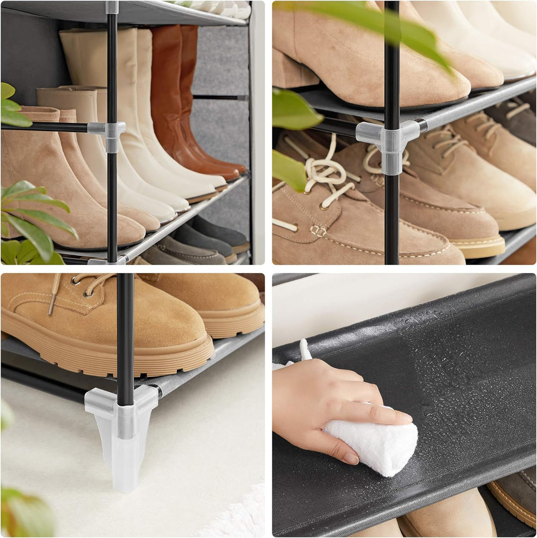 SONGMICS Schuhregal, 10 Etagen, Schuhregal für den Eingangsbereich, 28 x 88 x 160 cm, mit Stoffbezug