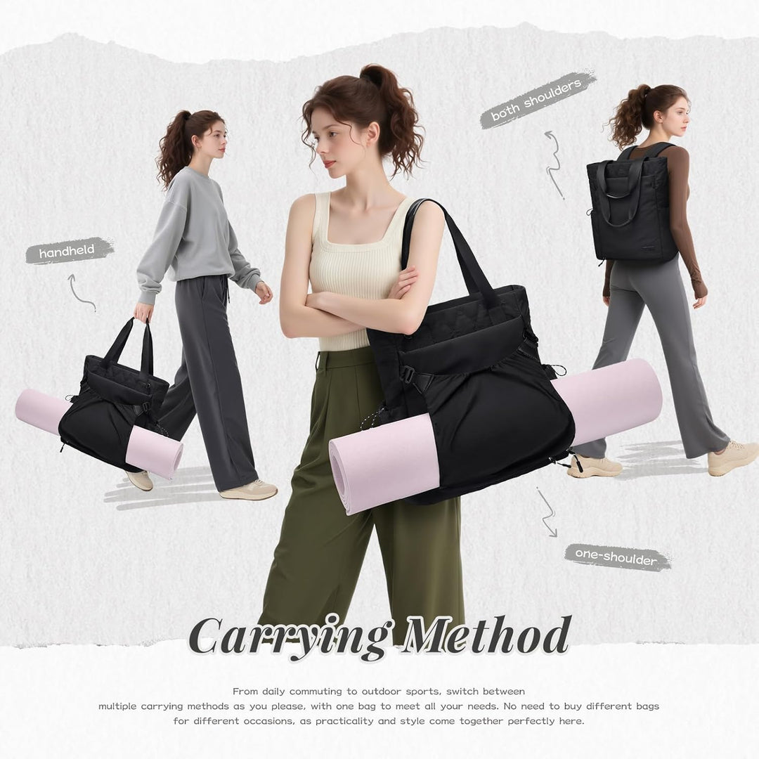 GOLF SUPAGS Convertible Laptop Rucksack Damen Yogatasche Sporttasche, Gesteppte Tragetasche, Yogamat