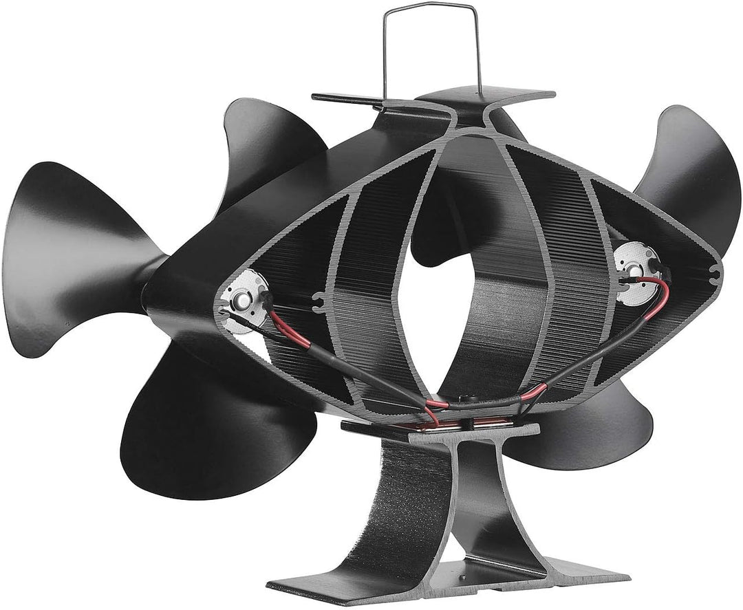 Carlo Milano Kaminlüfter: Stromloser Kaminofen-Doppel-Ventilator, je 3 Lüfter-Blätter, ab 65 °C (Kam