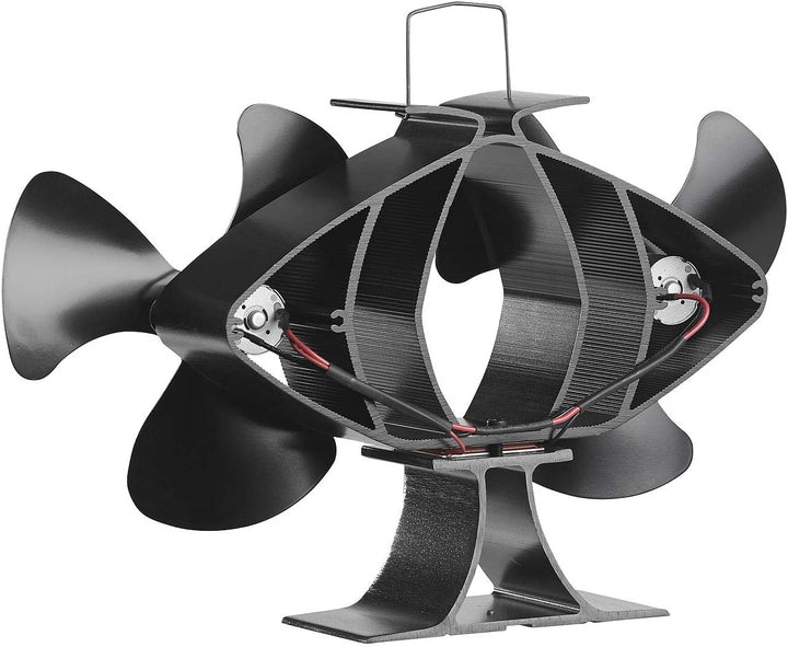Carlo Milano Kaminlüfter: Stromloser Kaminofen-Doppel-Ventilator, je 3 Lüfter-Blätter, ab 65 °C (Kam