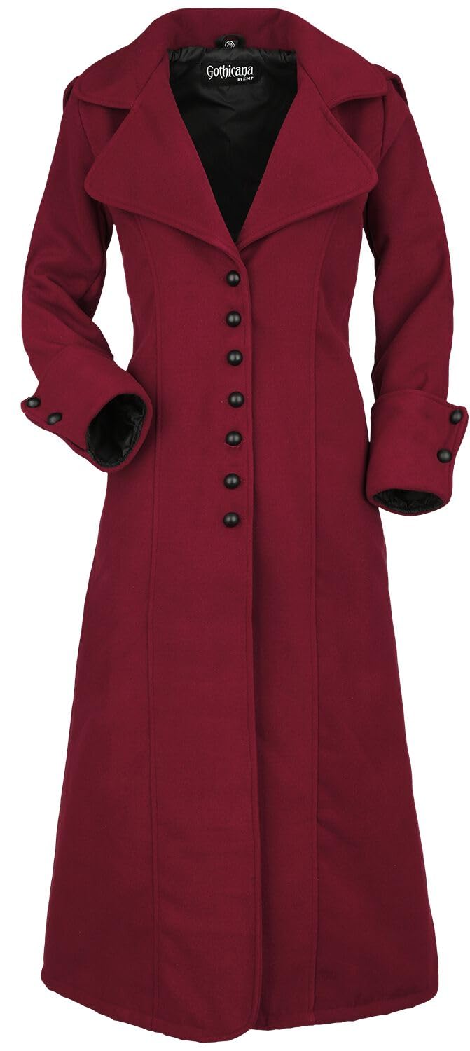 Gothicana by EMP Damen violetter Mantel mit grosser Kapuze L Rot, L Rot