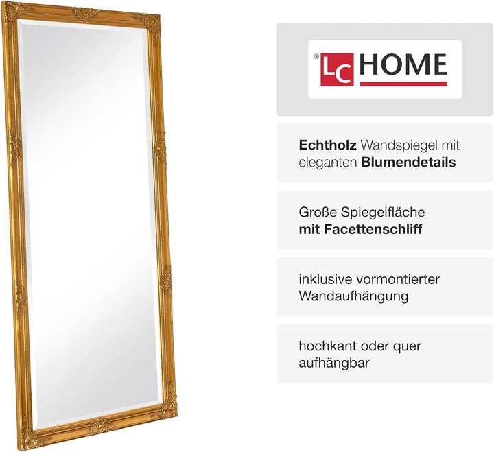 Wholesaler GmbH LC Home Wandspiegel Barock Gold ca. 180 x 80 cm Antik-Stil m. Facettenschliff XL Gan