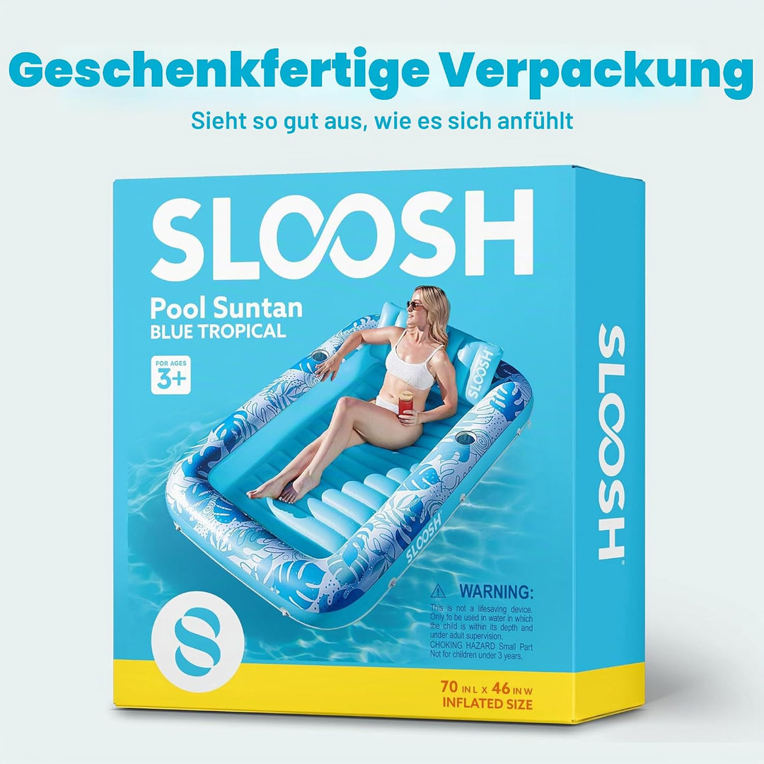 SLOOSH Aufblasbare Tanning Pool, 70" x 46"/ 85" x 57" Grosse aufblasbarer Luftmatratze für Erwachsen