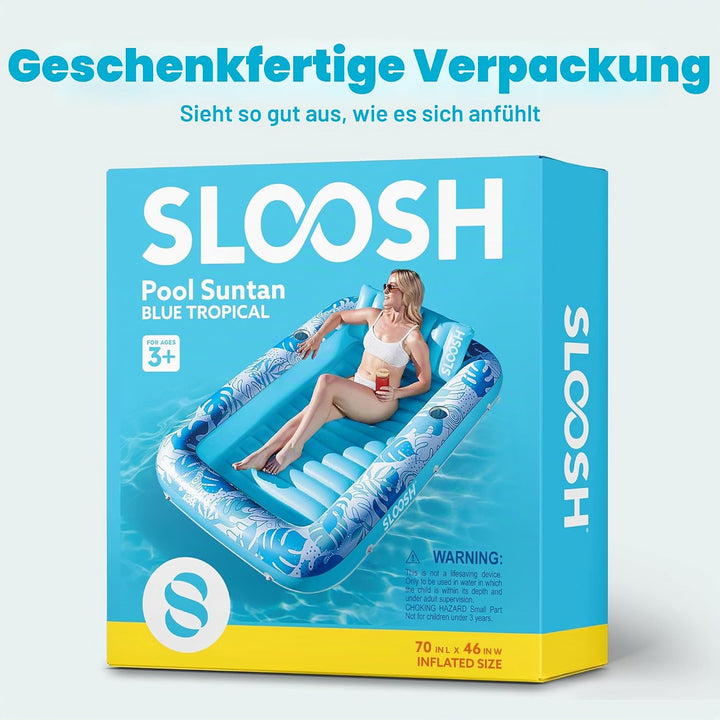 SLOOSH Aufblasbare Tanning Pool, 70" x 46"/ 85" x 57" Grosse aufblasbarer Luftmatratze für Erwachsen