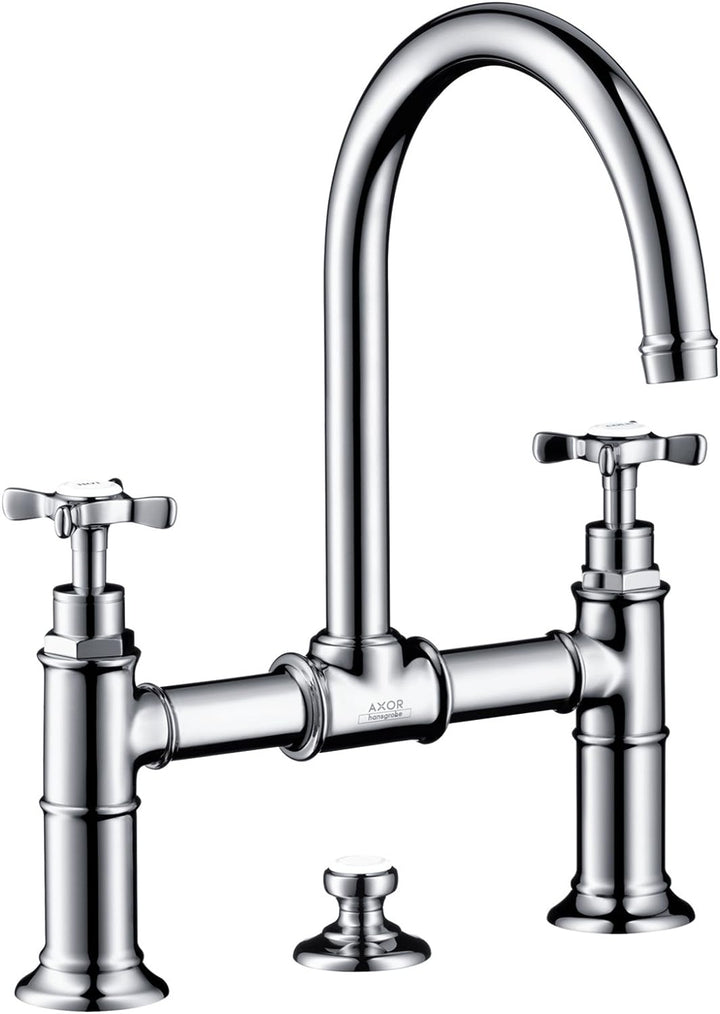 AXOR Wasserhahn Montreux 2-Griff Waschtischarmatur, Auslauf Höhe 220mm mit Zugstangen-Ablaufgarnitur