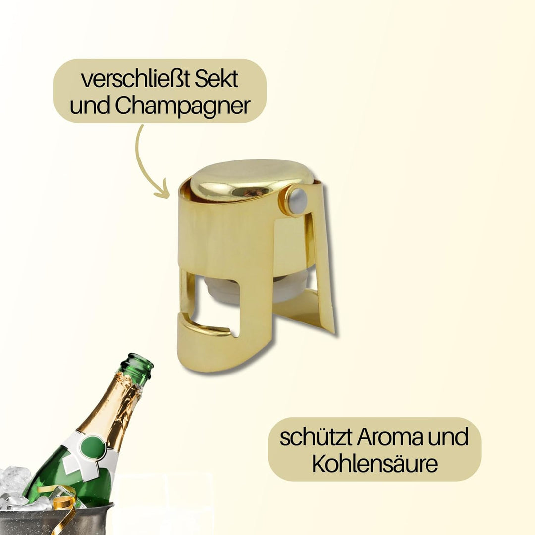 SPARKLING Flaschenverschluss in Gold für Sekt, Prosecco oder als Weinflaschenverschluss | Sektversch