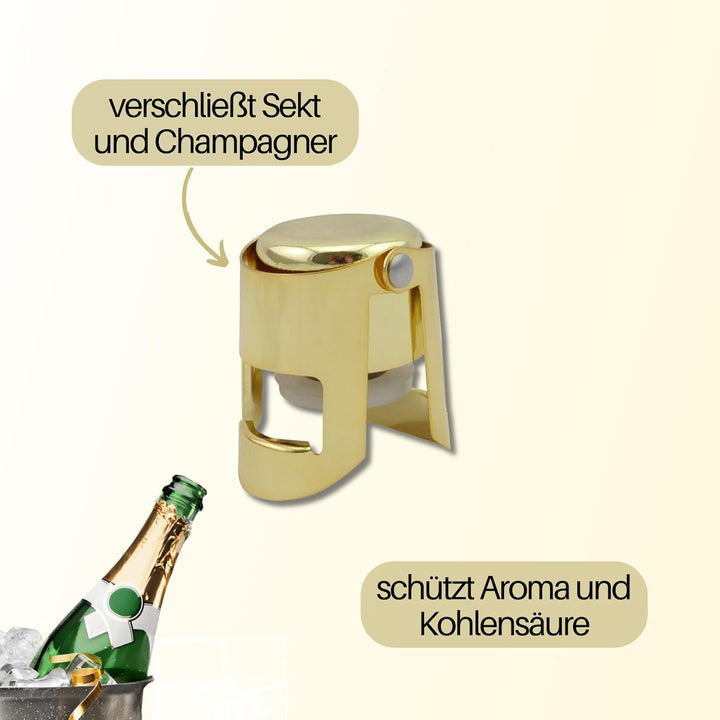 SPARKLING Flaschenverschluss in Gold für Sekt, Prosecco oder als Weinflaschenverschluss | Sektversch