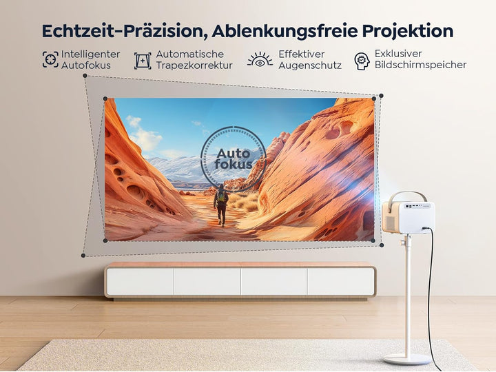 【Offizielles Netflix & Dolby 20W】 YABER V12 Beamer 4K, 1080P Projektor Full HD mit Ständer, Autofoku