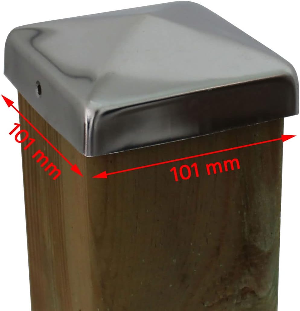 10x Edelstahl Pfostenkappe Abdeckkappe für Pfosten Pyramide 101 mm 10x10 cm