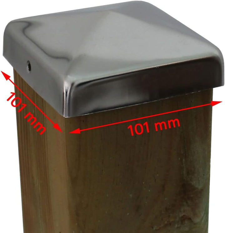10x Edelstahl Pfostenkappe Abdeckkappe für Pfosten Pyramide 101 mm 10x10 cm