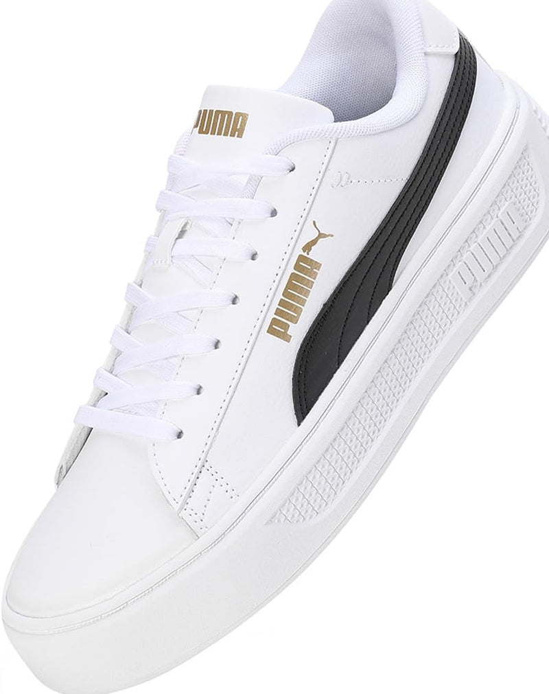 PUMA Damen Smash Platform V3 Sneaker 41 EU Puma White Puma Black Puma Gold, 41 EU Puma White Puma Bl