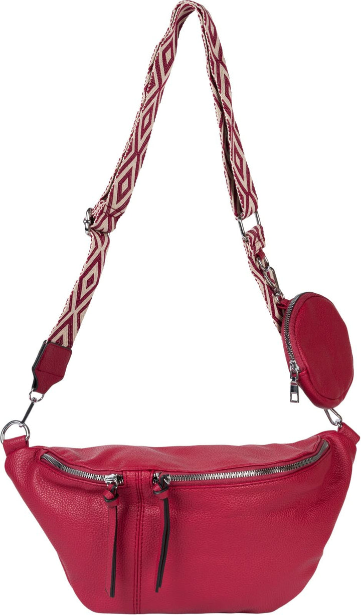 styleBREAKER Damen Halbmond Crossbody Schultertaschen Set 3-Teilig, Schultergurt mit Muster, Schlüss