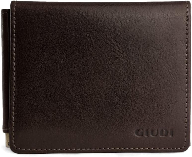 Giudi ® Geldklammer mit Münzfach Dollarclip Herren Klein Rindsleder (Dunkelbraun), Dunkelbraun