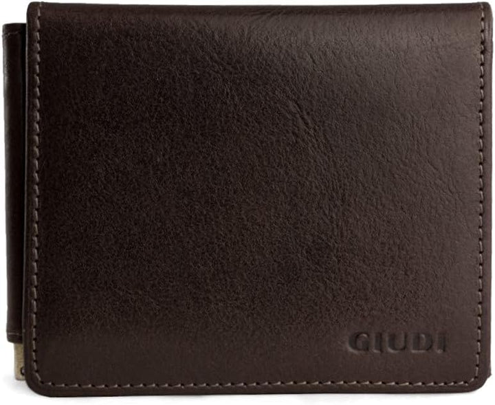 Giudi ® Geldklammer mit Münzfach Dollarclip Herren Klein Rindsleder (Dunkelbraun), Dunkelbraun