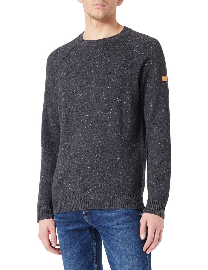 camel active Herren Strickpullover mit Rundhalskragen XXL Dunkelgrau, XXL Dunkelgrau