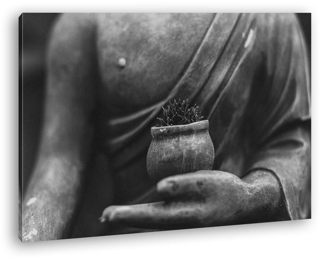 deyoli Meditierende Buddha Statue Format: 80x60 Effekt: Schwarz/Weiss als Leinwandbild, Motiv fertig
