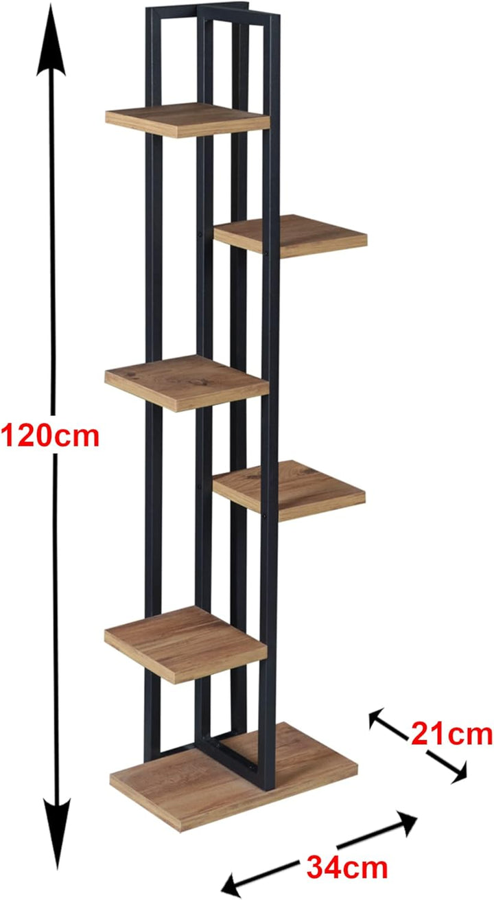 [en.casa] Blumenständer Tohmajärvi 6 Ebenen Blumenregal 120 x 34 x 21 cm Pflanzenständer Indoor Pfla