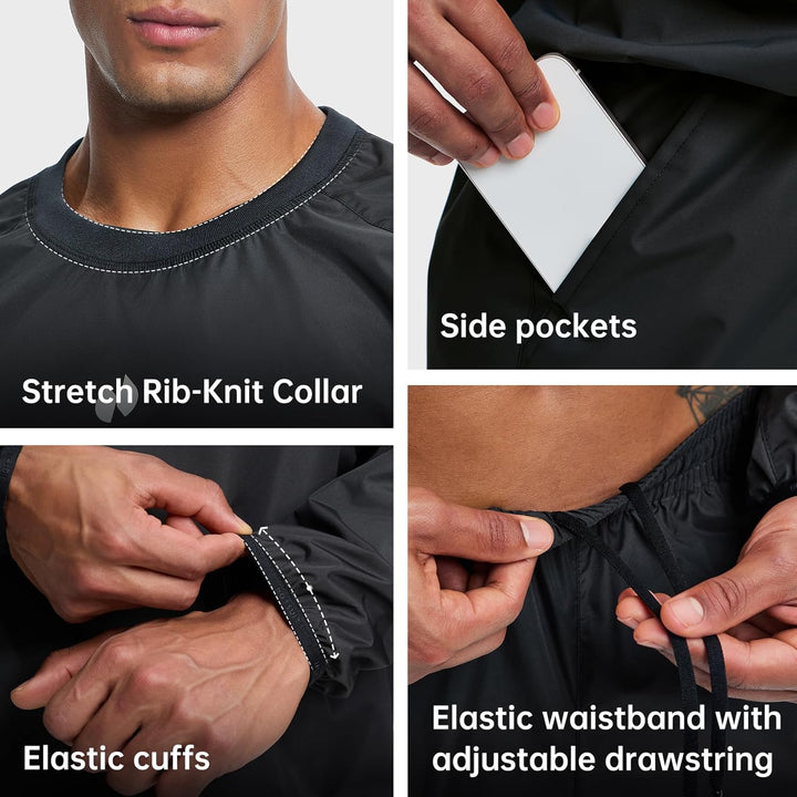 HOTSUIT Schwitzbekleidung für Herren, Saunaanzug, Sauna, Fitnessstudio, Sauna Schwarz S