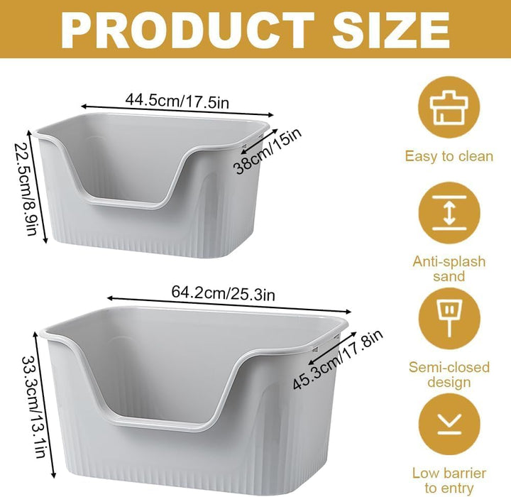 Katzenklo Offen Gross 64x45x33cm, Katzentoilette Hoher Rand Ohne Deckel Katzen Klo Cat Litter Box Sp