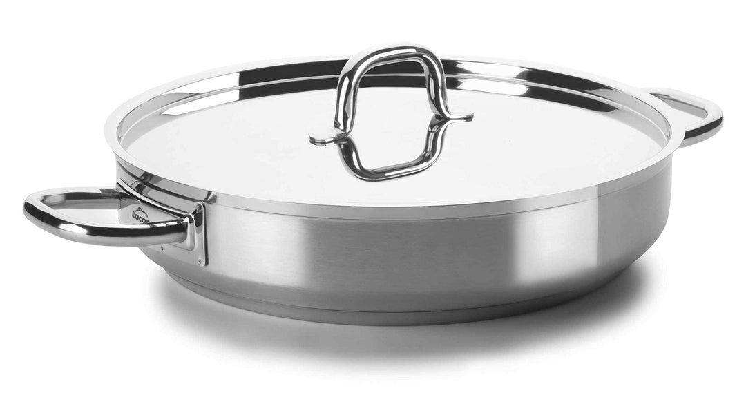 Lacor Chef-Luxe 54636 Paella-Pfanne mit Deckel, Edelstahl 18/10, 36 cm, Silber