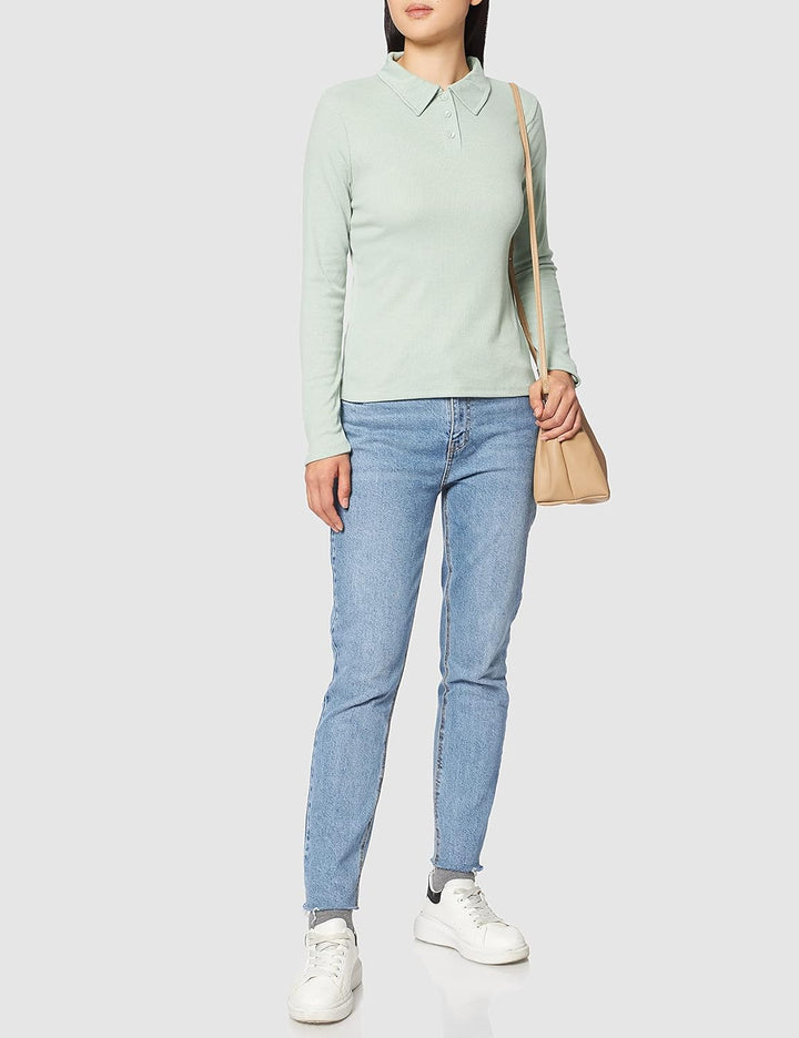 NA-KD Damen Buttoned Collar Top Hemd XXS Lichtgrün, XXS Lichtgrün