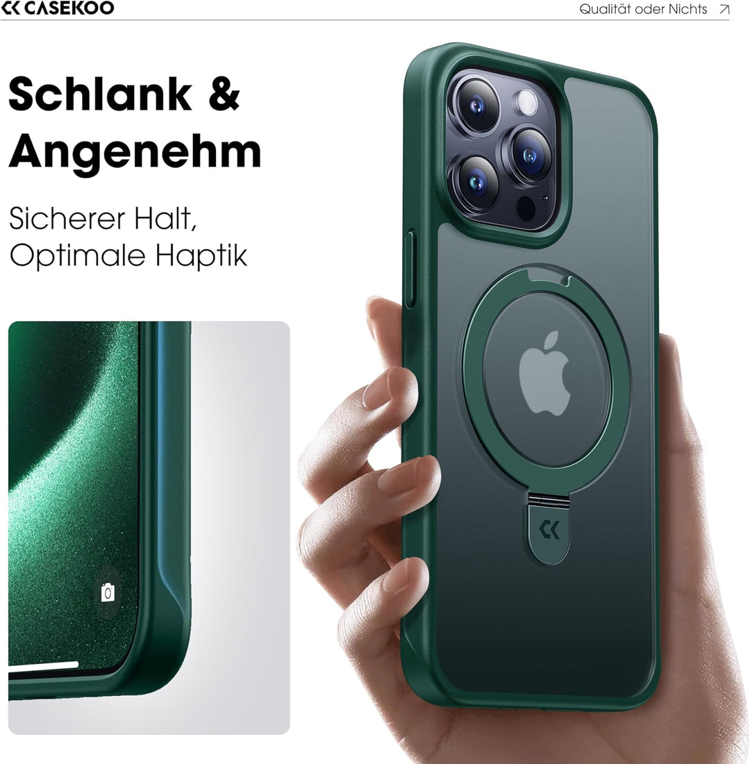 CASEKOO 2025 Neu Magic Stand für iPhone 15 Pro Hülle für MagSafe [Militärschutz] [Unsichtbarer Ständ
