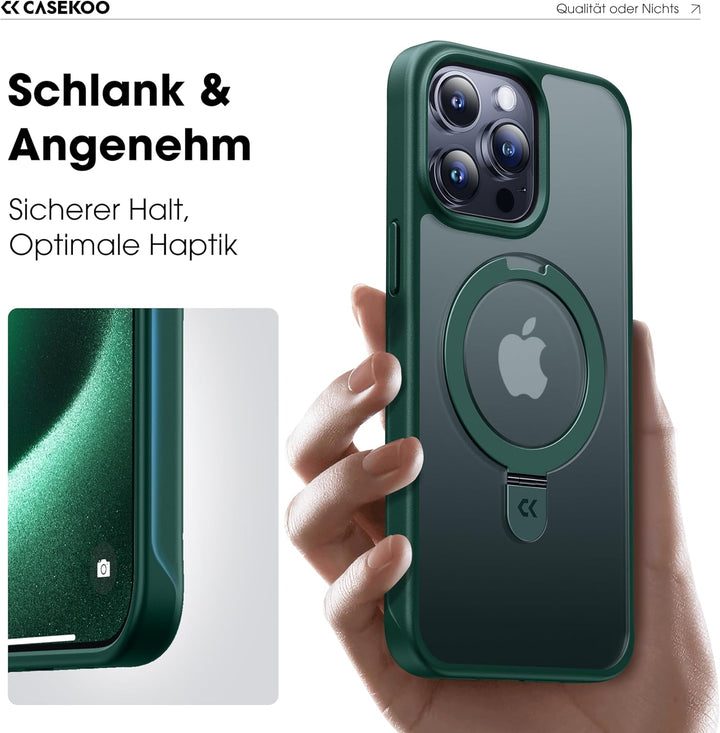 CASEKOO 2025 Neu Magic Stand für iPhone 15 Pro Hülle für MagSafe [Militärschutz] [Unsichtbarer Ständ