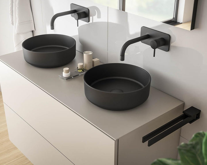 Aufsatz-Waschbecken Bath-O-Line 36x36cm | Keramik rund | schwarz-matt
