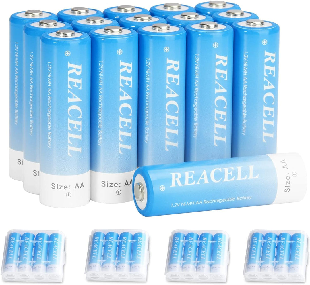 REACELL AA Akku Batterien 2800mAh Wiederaufladbar 16 Stück Mignon AA NI-MH 1,2V Akkubatterien gering