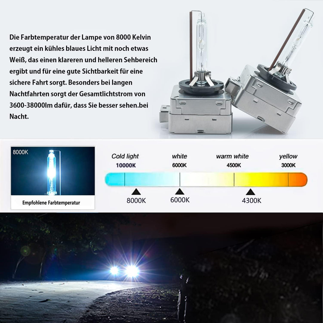 LTONXEN D3S Xenon 8000K Brenner, 12V 35W Kalt blau Auto Scheinwerferlampe HID Entladungs Lampe Ersat