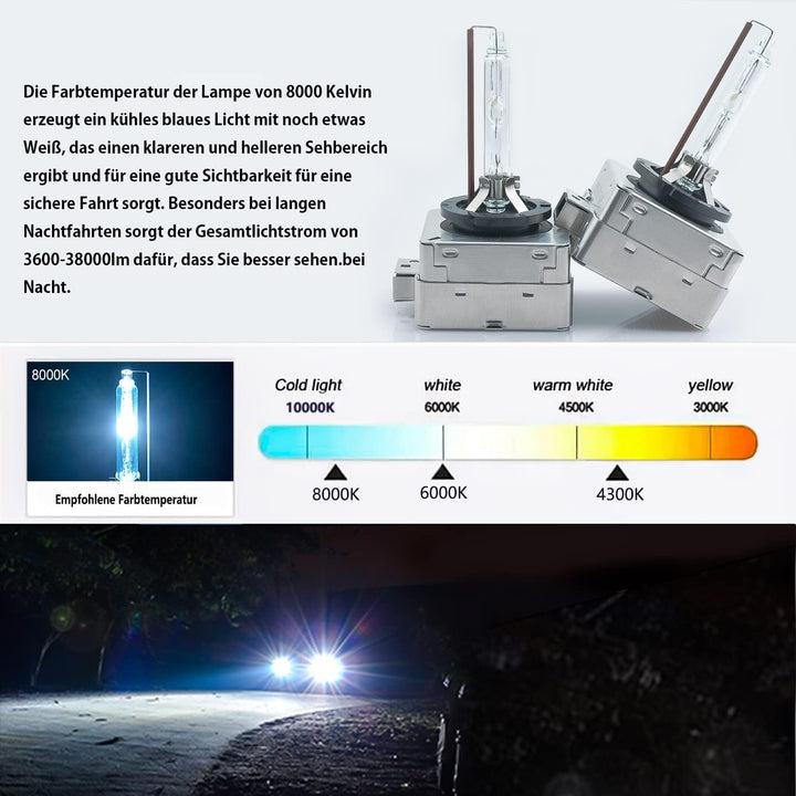 LTONXEN D3S Xenon 8000K Brenner, 12V 35W Kalt blau Auto Scheinwerferlampe HID Entladungs Lampe Ersat