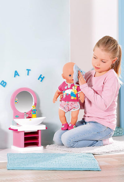 BABY born Waschtisch mit Licht- und Soundeffekten für Puppen mit vibrierender Zahnbürste, Zahnputzbe
