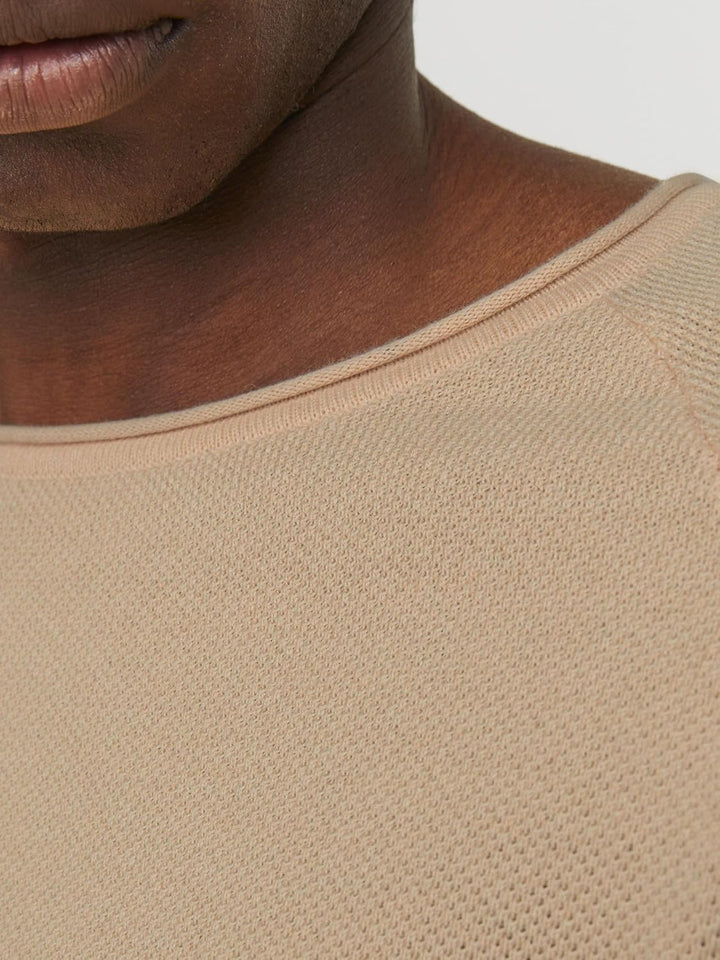 JACK & JONES Male Strickpullover mit Rundhals Einfarbig Strickpullover mit Rundhals XS Apricot Ice,