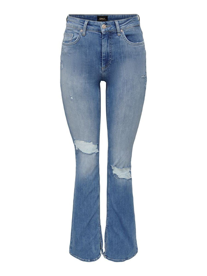 ONLY Female Flared fit Jeans ONLBLUSH Hohe Taille Ausgestellt Jeans S / 30L Light Medium Blue Denim,