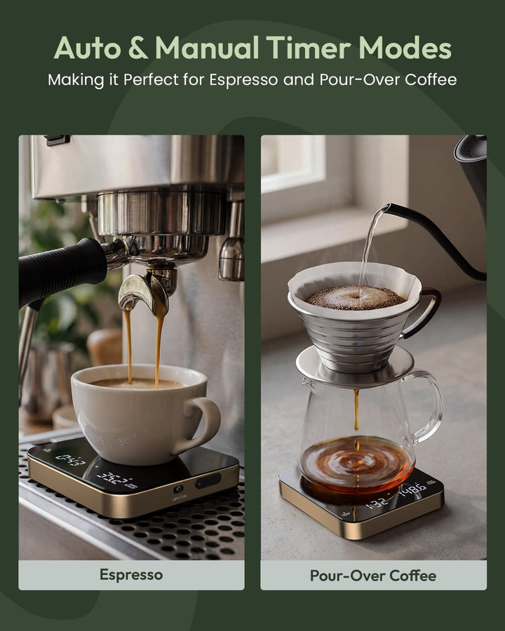 Maestri House Mini-Kaffeewaage mit Timer, Wiederaufladbare Espresso Waage, Präzise 2kg/0,1g Waage fü